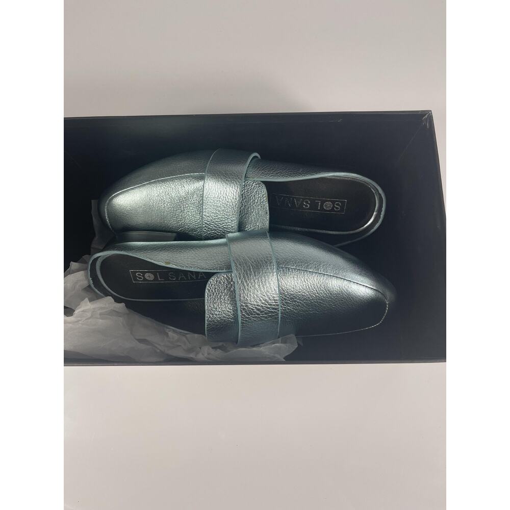 Sol Sana Renold Slide Shoes Women's Size 36 Blue Metallic Leather Loafers New - Picture 2 of 9